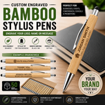 Custom Engraved Bamboo Stylus Ink Pens