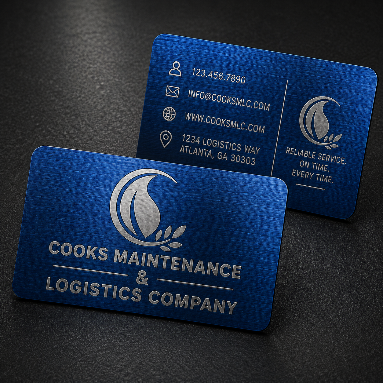 Blue Metal Business Cards (Sets of 10)