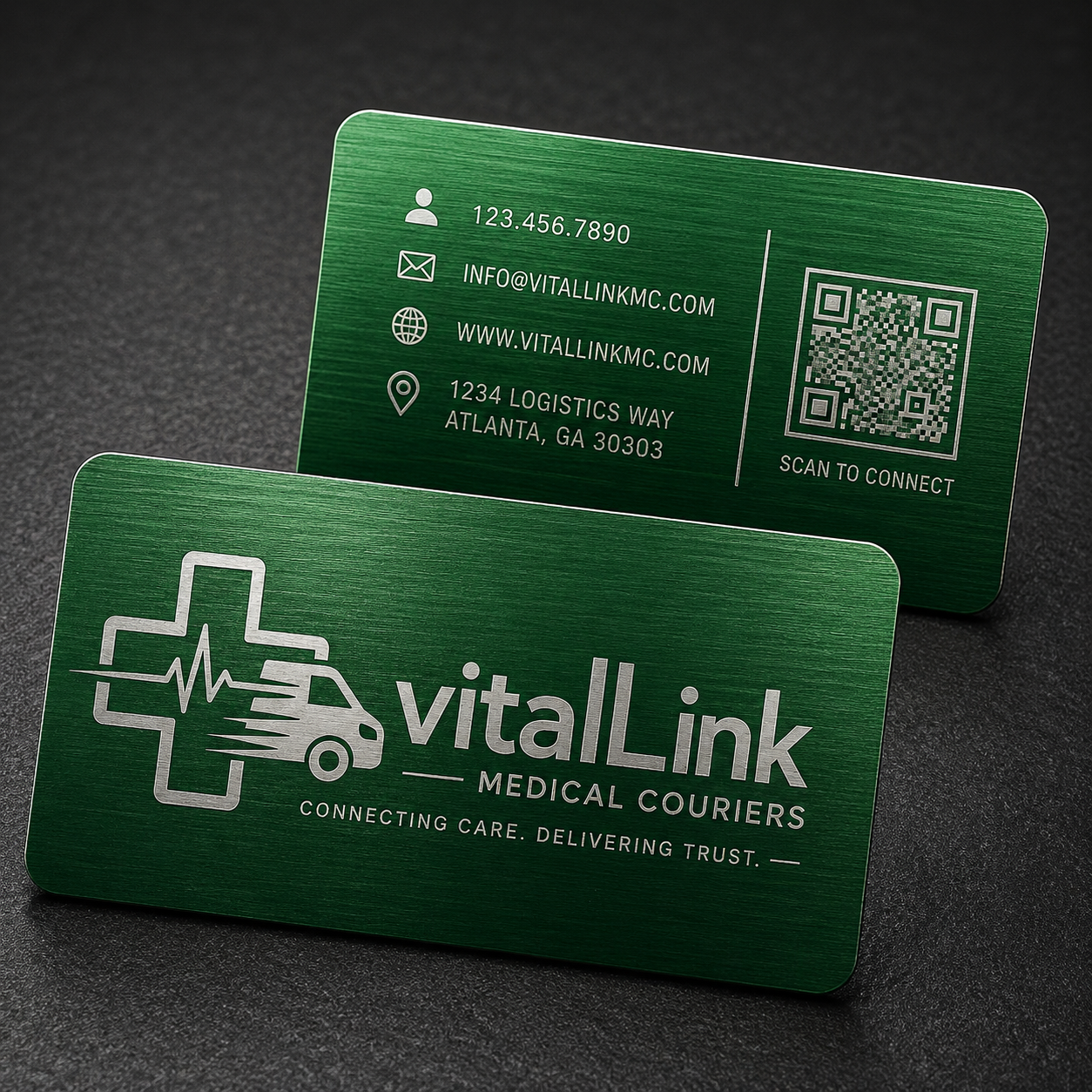 Green Metal Business Cards (Sets of 10)